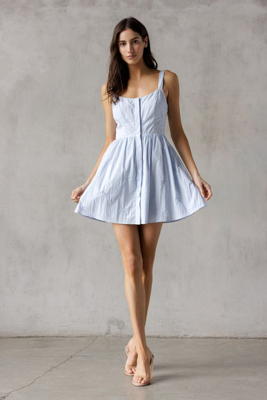 Marcie Baby Blue Bow Embroidery Mini Dress
