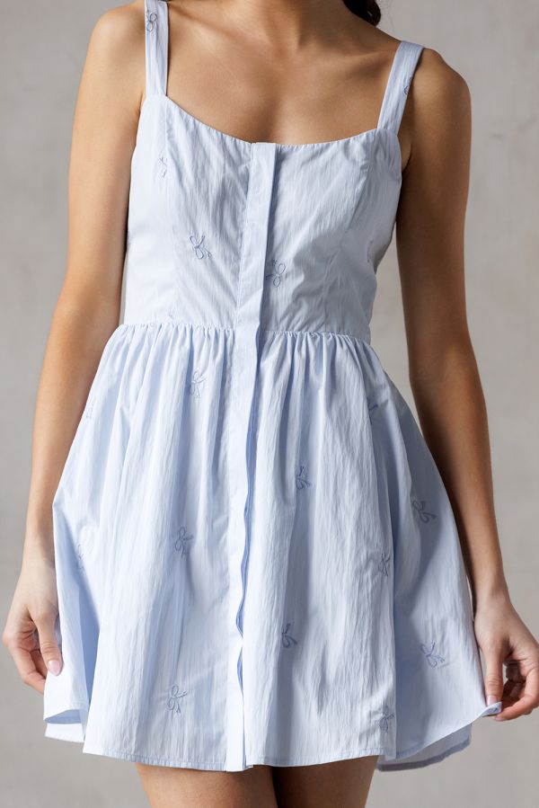 Marcie Baby Blue Bow Embroidery Mini Dress