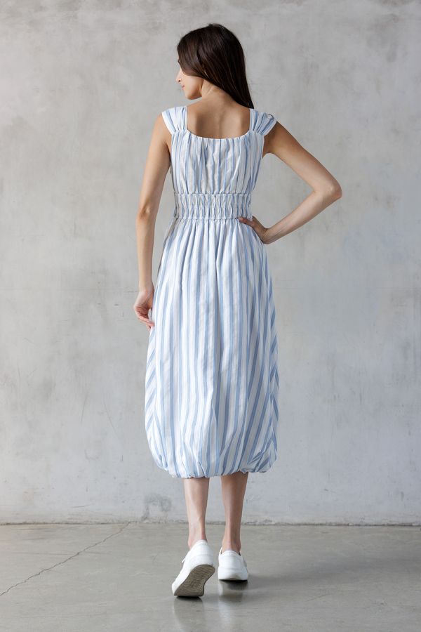 Sophie Blue Stripped Ballon Midi Dress